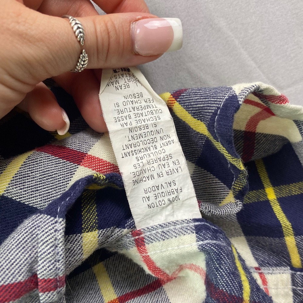 L.L. LL Bean Scotch Plaid Flannel Shirt Mens XL Tall Blue Red Yellow Button Down - Picture 7 of 13